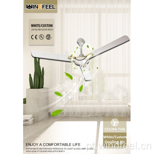 Ventilador de teto estilo indiano de 56 &quot;com forte resfriamento de ar de 3 lâminas Gana Dubai Oriente Médio Ventilador decorativo com motor de cobre